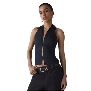 Urban Outfitters Party Girl Black‎ Button-Up Tank Top Size S